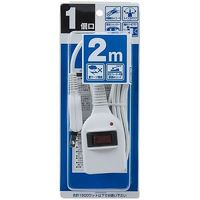 延長コード  電源タップ AC×1個口  スイッチ付 雷ガード付 2m ホワイト Y02BKNS112WH YAZAWA 1個