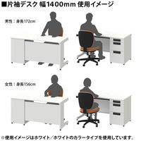 プラス スチールOAデスク フラットライン 片袖机 天板：ホワイト/脚：ホワイト 幅1400×奥行600×高さ700mm 1台（2梱包）