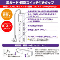 朝日電器 LEDランプスイッチ付タップ ヨコ WLS-LY410MB(W) 1個