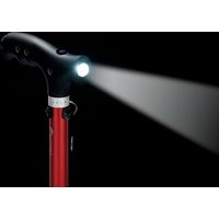 角利産業 ライト付 折りたたみステッキ 3点杖 レッド 4694（直送品）