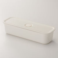 無印良品 ポリプロピレン保存容器になるバルブ付弁当箱・白 ロング/約320ml 02180966 1箱（8個入）