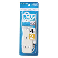 延長コード 電源タップ コンセント 2m 2ピン 4個口 ほこりシャッター 白 T-ST02N-2420WH エレコム 1個