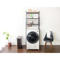 宮武製作所 籠つきランドリーラック 幅900×奥行400×高さ1905mm ブラック SH-X692C_BK 1台（直送品）