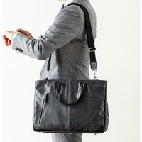 サンワダイレクト ビジネスバッグ（日本製・豊岡製・岡山デニム使用・撥水加工・ショルダーベルト付・ブラック） 200-BAG140BK 1個（直送品）