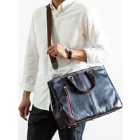 サンワダイレクト ビジネスバッグ（日本製・豊岡製・岡山デニム使用・撥水加工・ショルダーベルト付・ネイビー） 200-BAG140NV 1個（直送品）