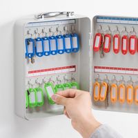 サンワダイレクト キーボックス（鍵ボックス・32本収納・鍵付き・壁固定・タグ付き・取っ手付き） 200-SL059 1個（直送品）