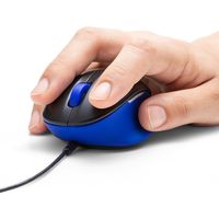 サンワダイレクト 有線マウス（エルゴノミクス・疲労軽減・小型・4ボタン・ブルーLED光学式・ブラック・ブルー） 400-MA105BK 1個（直送品）
