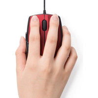 サンワダイレクト 有線マウス（静音・サイレント・左右対称・1200カウント切替・戻る・進む・ミドルサイズ・レッド） 400-MA107R 1個（直送品）