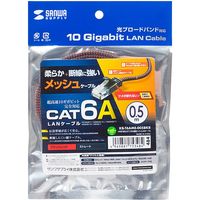 サンワサプライ つめ折れ防止カテゴリ6A細径メッシュLANケーブル KB-T6AME-005BKR 1個