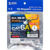 サンワサプライ つめ折れ防止カテゴリ6A細径メッシュLANケーブル KB-T6AME-01BKR 1個