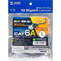 サンワサプライ つめ折れ防止カテゴリ6A細径メッシュLANケーブル KB-T6AME-01BKW 1個