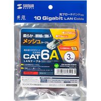 サンワサプライ つめ折れ防止カテゴリ6A細径メッシュLANケーブル KB-T6AME-03BKR 1個