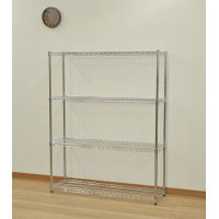 エイ・アイ・エス 直径25mmスチールラックセット 4段 幅1200×奥行350×高さ1500mm シルバー SR-123515 メッキ 1台（直送品）