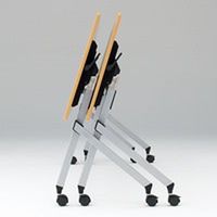 【組立設置込】イトーキ 折りたたみテーブル天板抗菌 幕板付（棚付）ファインウォールナットL 幅1200×奥行450×高さ720mm（直送品）