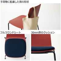 【組立設置込】コクヨ ミケット サークル脚 白脚 背座PPシート 座パッド布 コーラルオレンジ×バーシアンレッド 1脚（直送品）