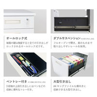 Netforce ワゴン 3段脇机 鍵付 ニューグレー アジャスター付 1台（直送品）