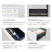 Netforce ワゴン 3段 鍵付 幅395×奥行550×高さ616 ニューグレー キャスター付 1台（直送品）