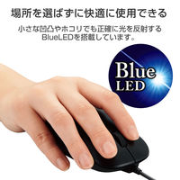 マウス 有線マウス 高耐久 ブルーLED 3ボタン 簡易包装 3年保証 黒 M-K7UBBK/RS エレコム 1個