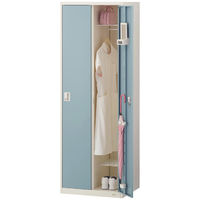 オカムラ VILLAGEスチールロッカー2連2人用 シリンダー錠（インジケーター付） ダンガリーブルー幅614×奥行515（取寄品）