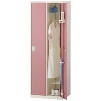 オカムラ VILLAGEスチールロッカー 2連2人用 シリンダー錠（インジケーター付） ソフトコーラル 幅614×奥行515　1台（取寄品）