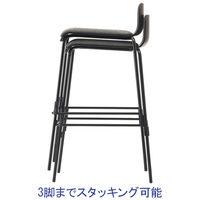 well-be ハイチェア（パッド座） ブラック UB-4 BK/GL 1セット（2脚）幅465mm スタッキング可能 キャスター無し