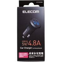 エレコム シガーチャージャー/2USBポート(自動識別)/4.8A/ブラック EC-DC03BK 1個
