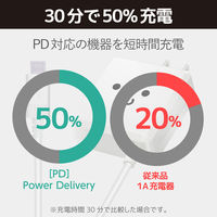 携帯・タブレット・スマホ充電器 急速PD18W USB-Cケーブル一体型 1.5m フェイス MPA-ACCP04WF エレコム 1個