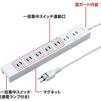 延長コード 電源タップ 5m 2P（ピン） 7個口 スイッチ ライトグレー TAP-F27-5KP サンワサプライ 1個