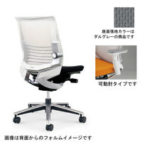 【組立設置込】コクヨ インスパイン オフィスチェア ローバック 可動肘 ポリウレタン巻きキャスター 布張 ホワイトグレー/ダルグレー 1脚（直送品）