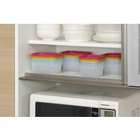 イノマタ化学 保存容器 楽ちんパックスクエア270mL 4色組 P/OR/G/BU 9811 24個（直送品）