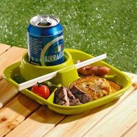 イノマタ化学 バーベキューディッシュ 角 グリーン 1421 20個（直送品）