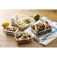 アイリスオーヤマ 耐熱ガラス容器 8点セット クリアブラック TGS-8S 1セット(8点入)（直送品）