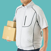 ポリエステル製空調服　半袖　ファンバッテリーセット　シルバーL  1セット 空調服