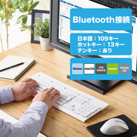 エレコム ワイヤレスキーボード 無線 Bluetooth 洗える IPX5 メンブレン 白 TK-WS03BMKWH 1個