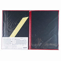 ナカバヤシ 証書ファイル A4/A3対応 二つ折り 紙製クロス貼り クロコダイル柄つやあり 両面パッド入り レッド FSPT-A4C-R 1冊