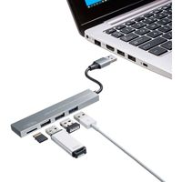 サンワサプライ USB 3.2 Gen1+USB2.0 コンボ スリムハブ(カードリーダー付き) USB-3HC319S 1個