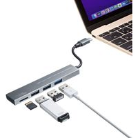 サンワサプライ Type-C 3ポート コンボスリムハブ(カードリーダー付き) USB-3TCHC19S 1個