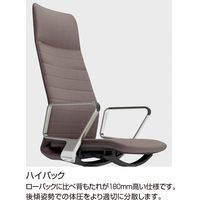 【組立設置込】コクヨ ファブレ革張 ストライプハイバック サークル肘 ブラック×ダークブラウン×ポリッシュ 1脚（直送品）