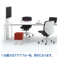 【組立設置込】内田洋行 UCHIDA（ウチダ） KRENE クレネチェア R肘付き アクアブルー ホワイトシェル KRA-130WC 1脚（4梱包）（直送品）