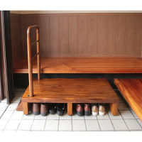 【軒先渡し】ヤマソロ 手すり付きうづくり玄関台60 ブラウン 幅696×奥行400×高さ780～795mm 1台（直送品）