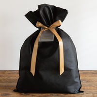 ヘッズ 不織布リボン付ギフトバッグーL/ブラック 100枚（10枚×10セット）