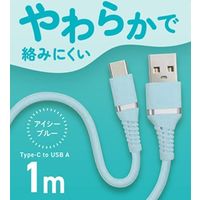 磁気研究所 柔らかく絡みにくいType-Cケーブル USB A-USB C 1m アイシーブルー HD-SACC1BL 1個