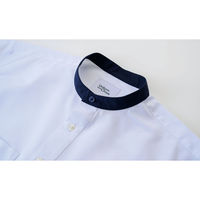 ボンマックス ユニセックスバンドカラーシャツ ネイビーストライプ S BKB4506 1枚（直送品）