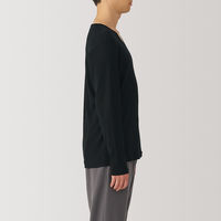 【メンズ】無印良品 紳士 あったか綿 Vネック長袖Tシャツ 紳士XL 黒 良品計画