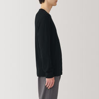 【メンズ】無印良品 紳士 あったか綿 クルーネック長袖Tシャツ 紳士S 黒 良品計画