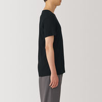 【メンズ】無印良品 紳士 あったか綿 Vネック半袖Tシャツ 紳士XL 黒 良品計画