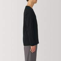 【メンズ】無印良品 紳士 あったか綿 厚手 Vネック長袖Tシャツ 紳士S 黒 良品計画