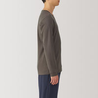 【メンズ】無印良品 紳士 あったか綿 厚手 Vネック長袖Tシャツ 紳士L カーキ 良品計画