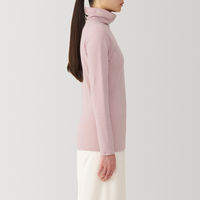 【レディース】無印良品 婦人 あったか綿 厚手 タートルネック長袖Tシャツ 婦人M ライトピンク 良品計画