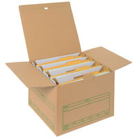 プラス 文書保存箱 ワンタッチストッカー D型フタ式 B4／A3用 書類収納 ダンボール 10枚 40075（わけあり品）